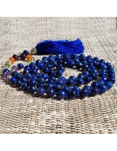 Collier mala Lapis-Lazuli 7 chakras - 108 perles AA 8 mm facettées shop