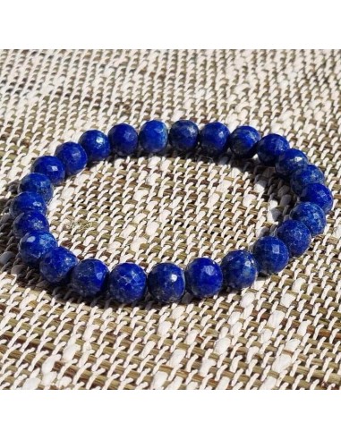 Bracelet pierre Lapis-Lazuli - Perles 8mm AA facettées de pas cher