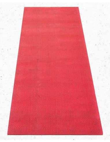 Tapis de yoga écologique rouge corail en gomme naturelle et jute tressée de France