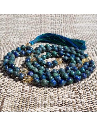 Collier mala Chrysocolle - Citrine - 108 perles AA france