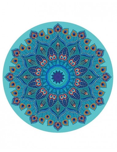 Tapis de yoga rond yoga et méditation mandala Paon de votre