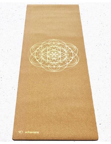 Grand tapis de yoga liège fleur de vie Or - 2,15 m Les magasins à Paris et en Île-de-France