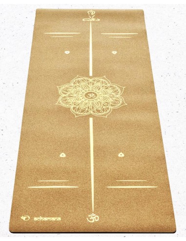 Tapis de yoga liège mandala lignes position Or la chaussure