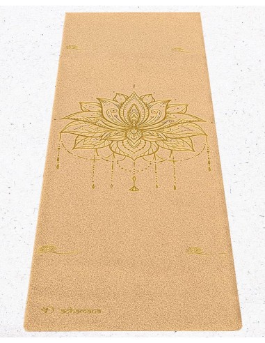 Tapis de yoga de voyage liège et caoutchouc naturel Fleur de lotus Or commande en ligne