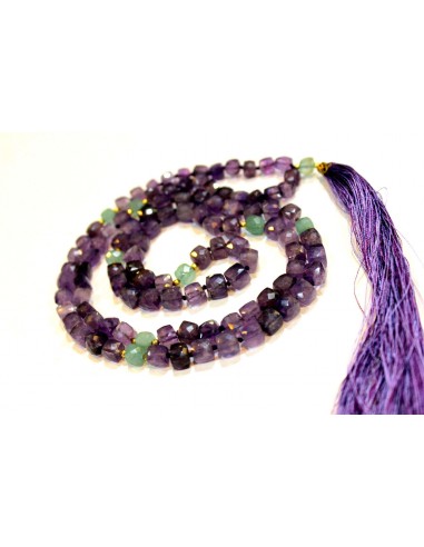 Κολιέ Mala Amethyst 108 AA χάντρες κομμένες σε κύβους 8mm votre